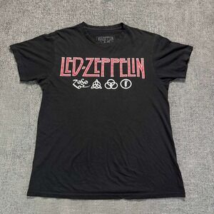 Led Zeppelin Graphic T-Shirt Mens Large Black Four Symbols Rock Band Tee